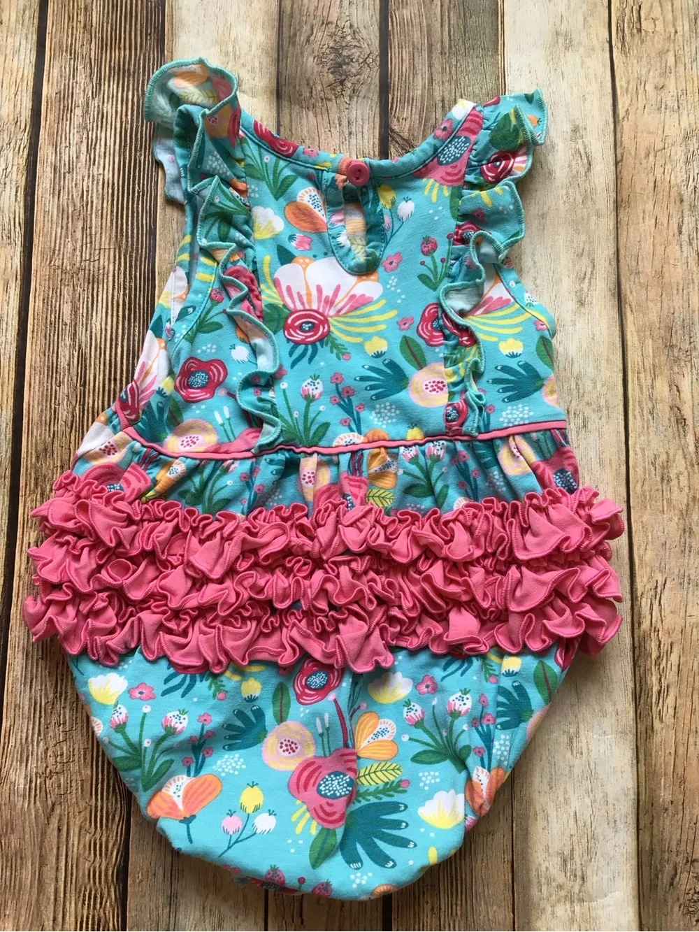 Ruffle Butts Floral Tank Waterfall Bubble Romper